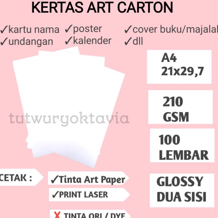 

9YZUG7543 Kertas art carton 21 gsm A4 isi 1 lembar