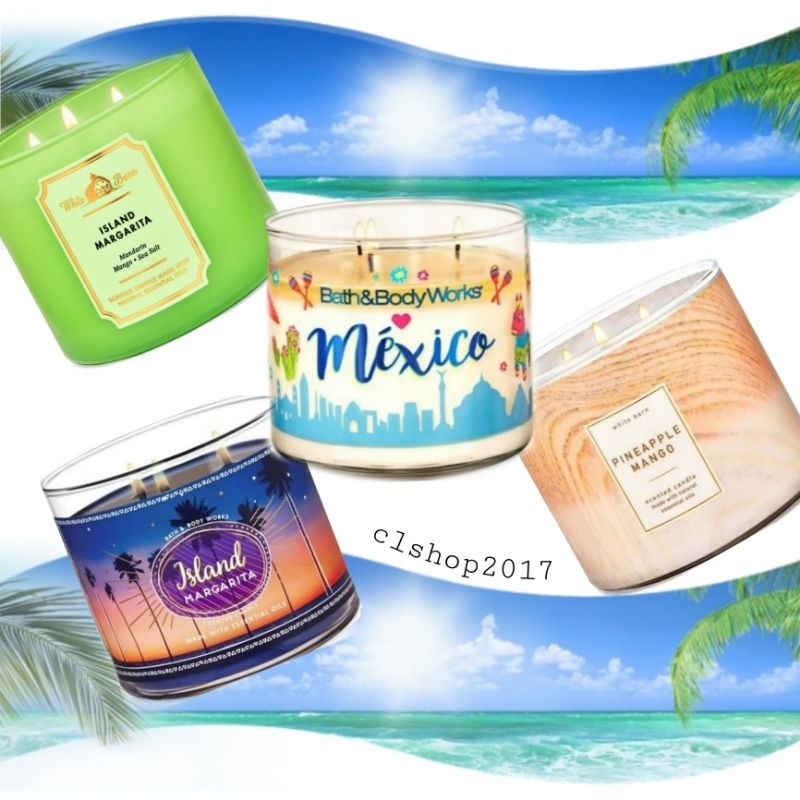 BATH & BODY WORKS BBW ISLAND MARGARITA 3-WICK SCENTED CANDLE 411 G PENGHARUM RUANGAN