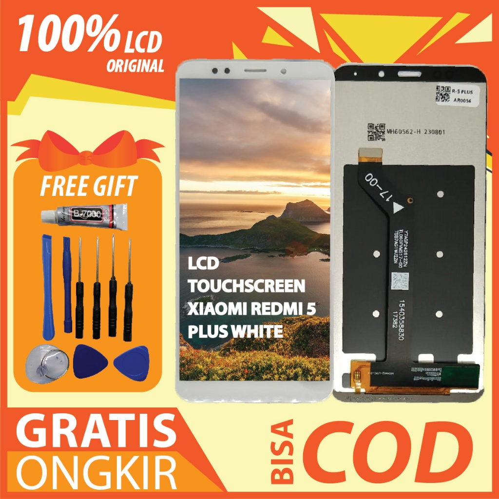 【ORIGINAL 100%】LCD TOUCHSCREEN XIAOMI REDMI 5 PLUS WHITE FULLSET TOUCHSCREEN / ORIGINAL100%