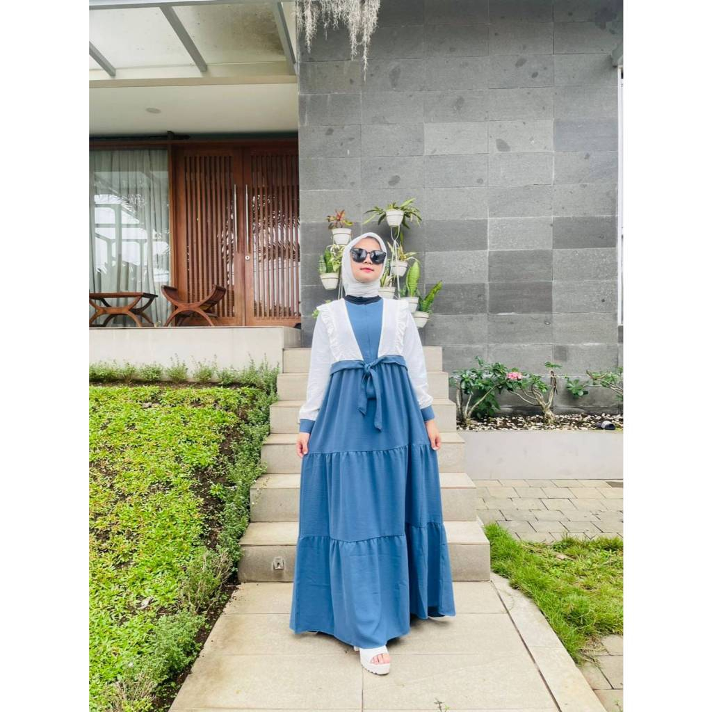 Gamis muslim crinkle airflowl Gaun mewah Pakaian wanita dewasa import ootd Dress sultan Fashion musl