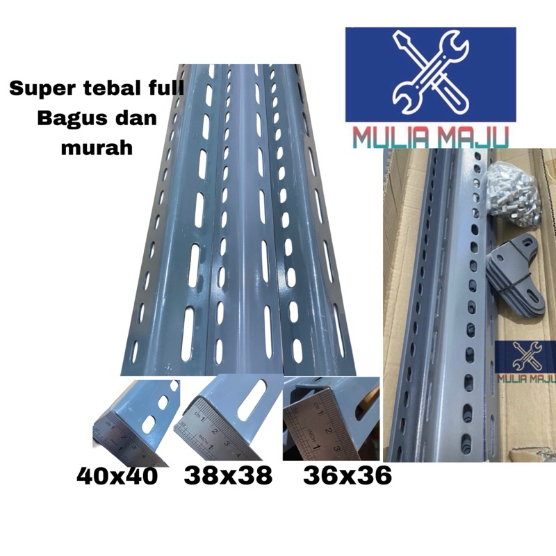 Rak siku lubang besi /Besi Siku Lubang TEBAL Full 2.1mili panjang 3meter /BESI BOLONG 2mili