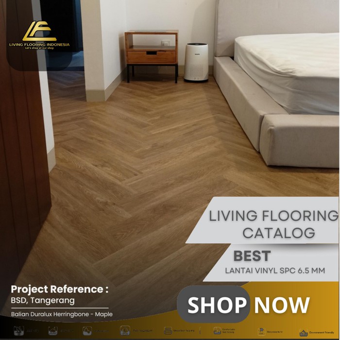 Lantai SPC Balian Duralux Herringbone 6.5mm | Lantai Motif Herringbone