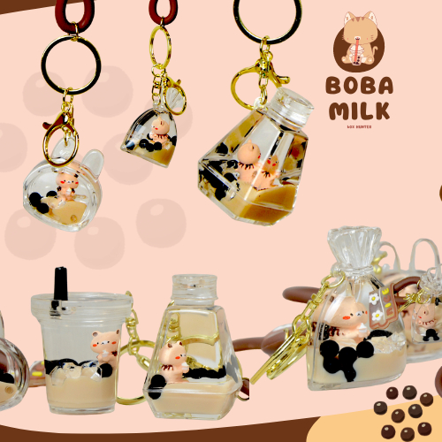 GANTUNGAN KUNCI BOBA BUBBLE MILK TEA KEY CHAIN / Keychain Milk Tea Boba / Gantungan souvenir