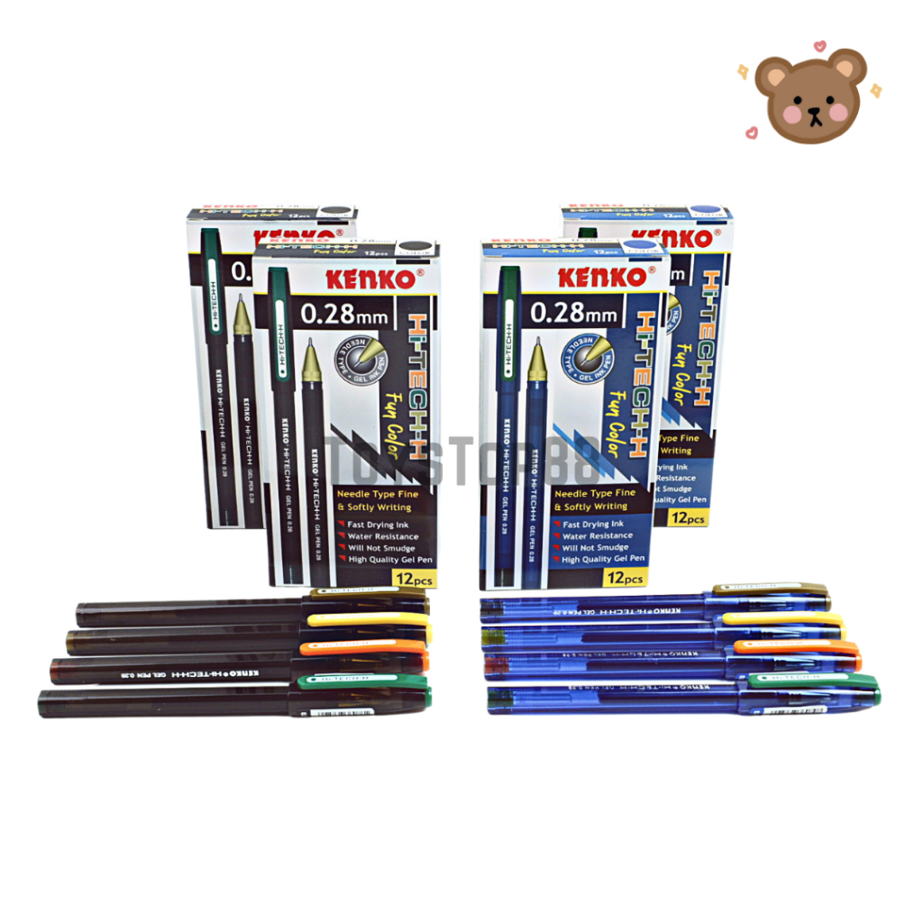 Pulpen Kenko Hi Tech Fun Color 0.28 mm - Ballpoint Pen Tinta Gel Hi-Tech-H Tutup Warna Warni [PER LU
