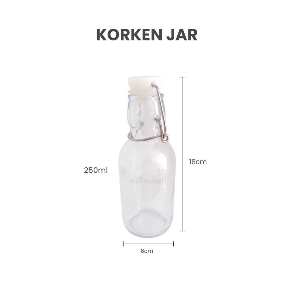 [MILLI] KORKEN MINI JAR 250ML / botol susu jus infuser jar / botol tutup karet serbaguna