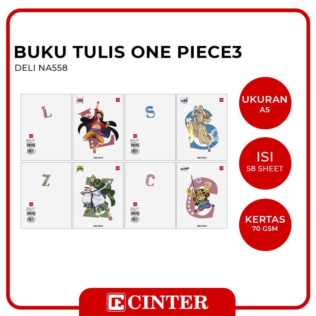 

DELI - BUKU TULIS SEKOLAH A5 ISI 58 LEMBAR NA558 EDISI ONE PIECE - 3