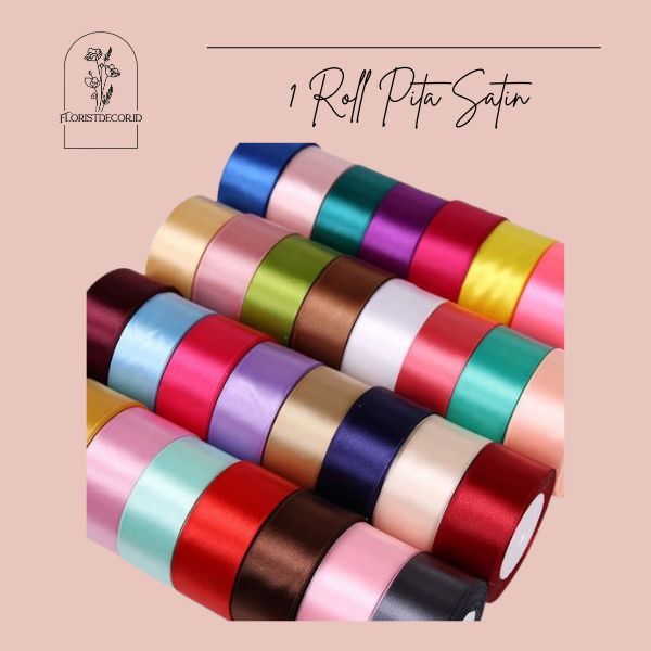 

(SW) TERMURAH 1 ROLL PITA SATIN IMPORT LEBAR 2.5CM PREMIUM PITA KADO GIFT BOUQUET BUNGA / PITA HIAS MURAH /PITA DEKORASI PESTA /PITA KEKINIAN