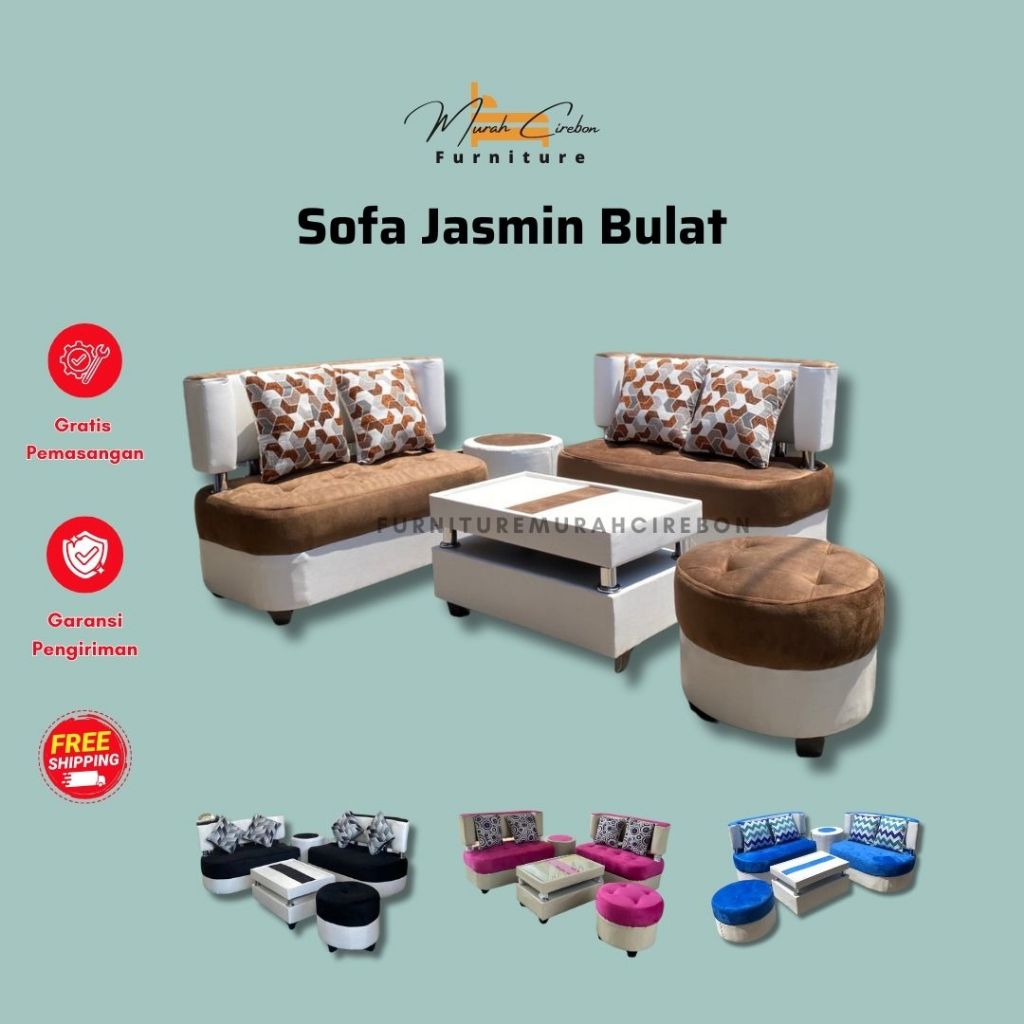 Sofa Jasmin Oval Minimalis - Sofa Bulat Ruang Tamu - Kursi Tamu Minimalis Termurah