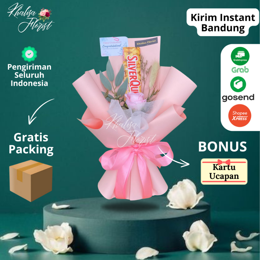 KHALISA FLORIST 10A Silverqueen Bouquet / Buket Single Silverqueen mix Artificial flower size XSmall