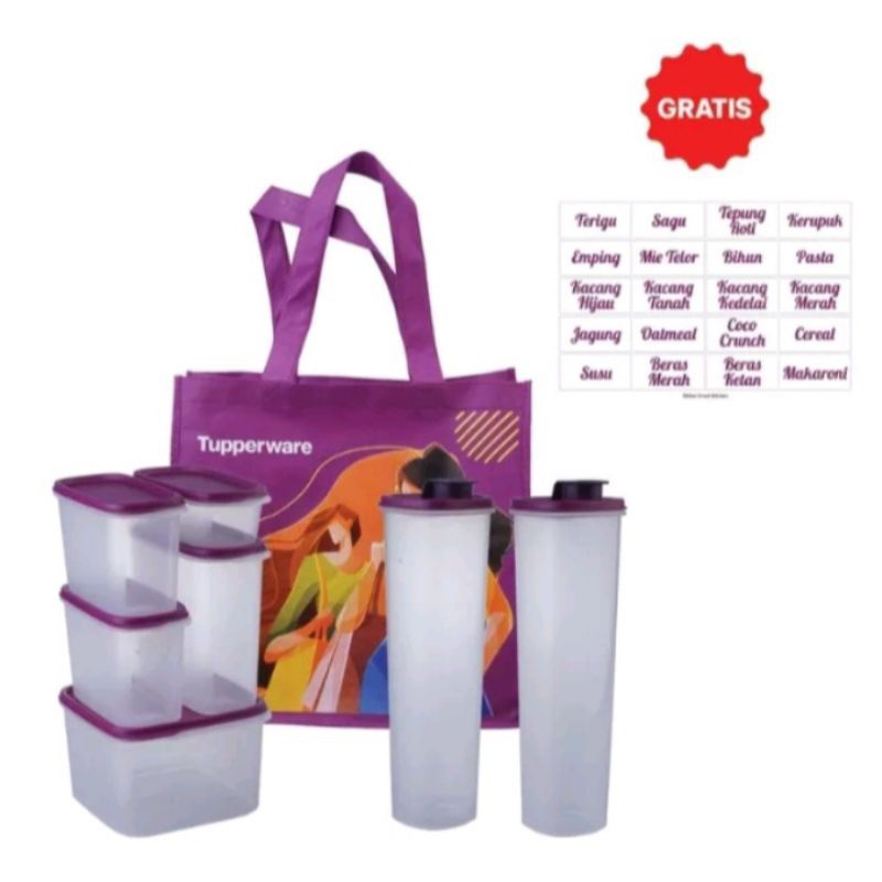 

Tuperware 7pcs Free Bag Stiker Smart Kitchen Set Smart Saver Toples Serbaguna