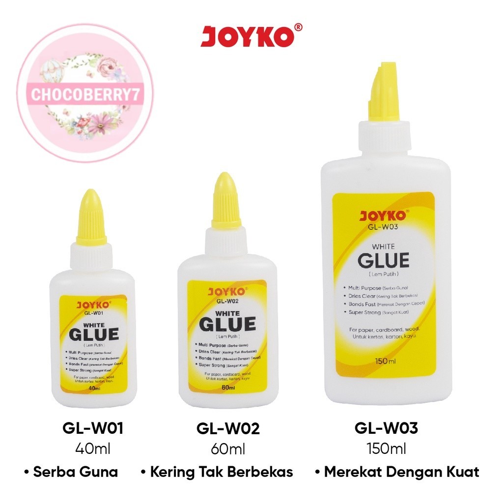 

White Liquid Glue Lem Putih Cair Kertas Joyko GL-W01 W02 W03