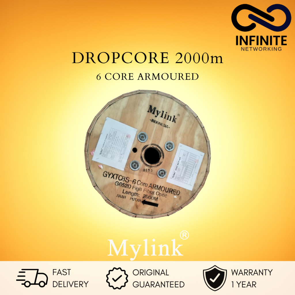 MYLINK GYXTC8S 6 CORE ARMOURED G652S FIG8 DROP CORE 2000M / 2KM KABEL