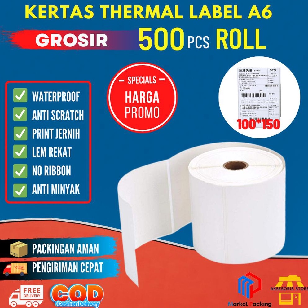 

KODE PRODUK R6JB5486 LABEL THERMAL 1X15 ROLL STICKER BARCODE A6