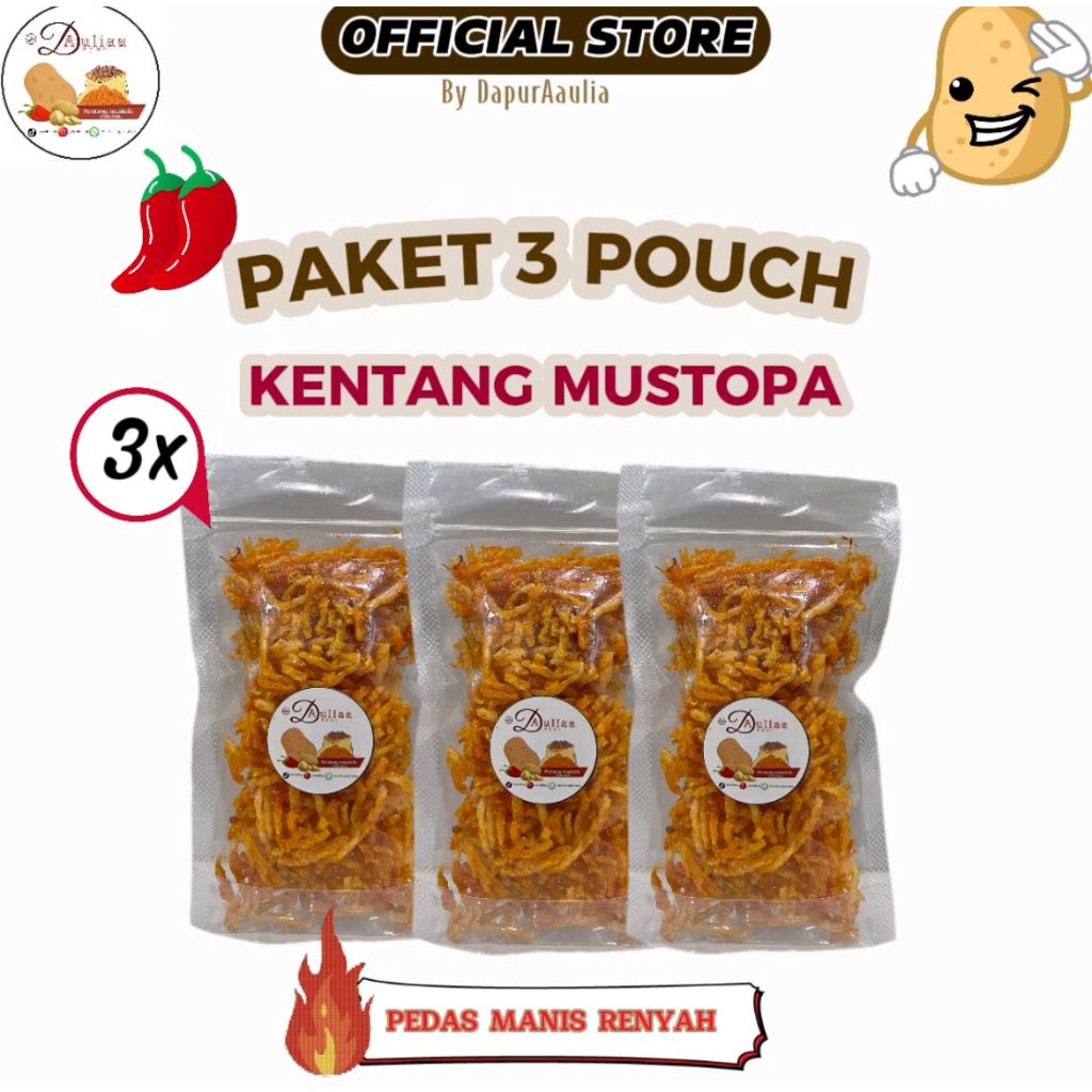 

[Paket beli 3] Kentang mustofa kemasan pouch kecil pedas manis enak kriuk