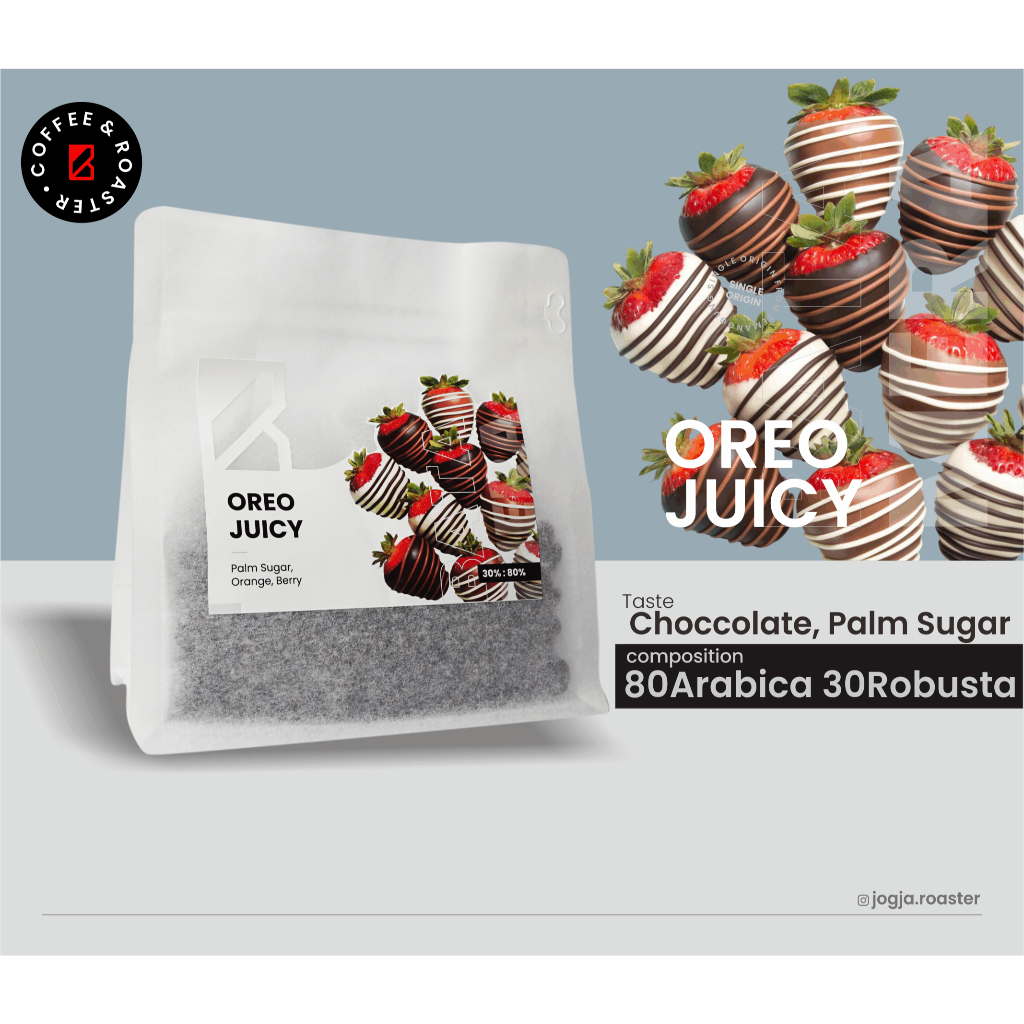 

Biji Kopi House Blend Robusta 30% Arabika 80% "Oreo Juicy 100 gram | Roast Bean, Grind Bean