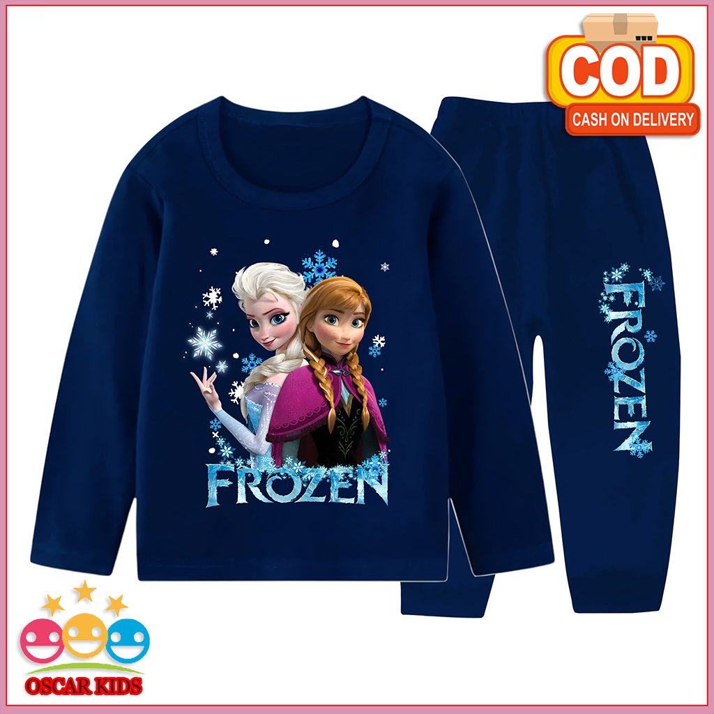 Baju Tidur Setelan Anak Perempuan Lengan Panjang Celana Panjang Motif Anime Umur 3 Tahun - 10 Tahun