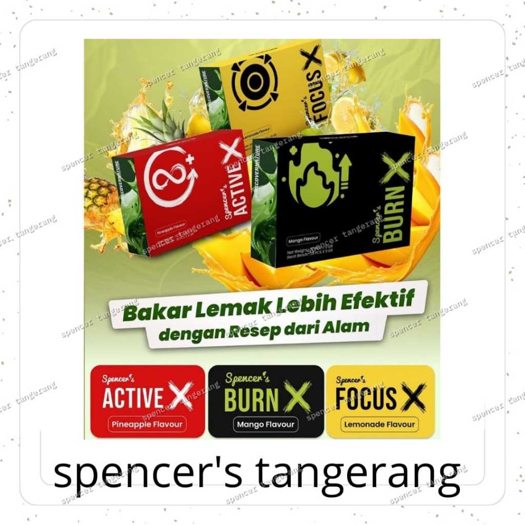 

Spencer Tangerang ; Minuman Diet Spencer's Life X ; Focus X ; Active X ; Burn X ; Spencer's ; Original 100%