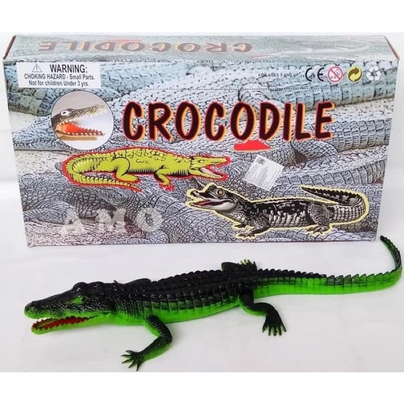 Mainan buaya karet bunyi CIT CIT CIT binatang buayaa panjang