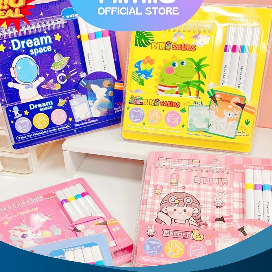 

TUNGGU APALAGI READY Aimilo Paint Set Buku Gambar Karakter Anak Buku Gambar Mewarnai Free Coloring Book Pen Maker Premium