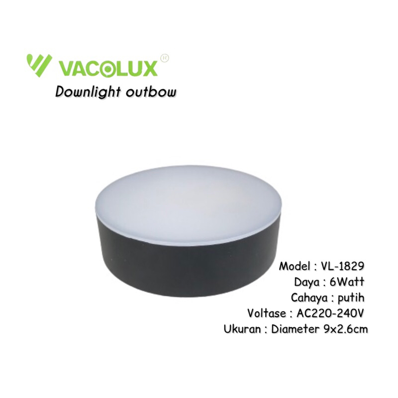 Downlight Panel outbow Led 6 wat/Vacolux downlight outbow hitam VL-1829