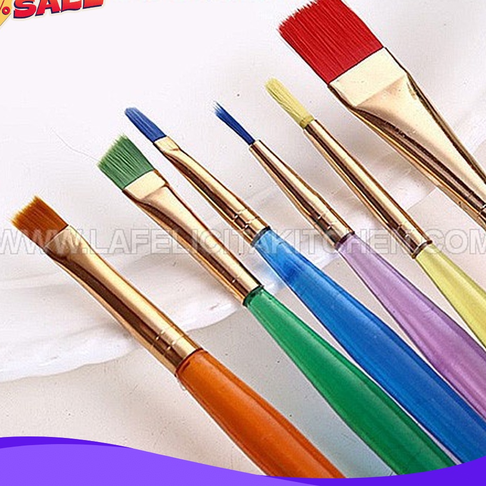 

BIG SELLER BT553 PELANGI ARTISTIC BRUSH KUAS ISI 6 PCSET LUSTER DUST FONDANT CLAY ART CRAFT LUKIS PAINT KUAS