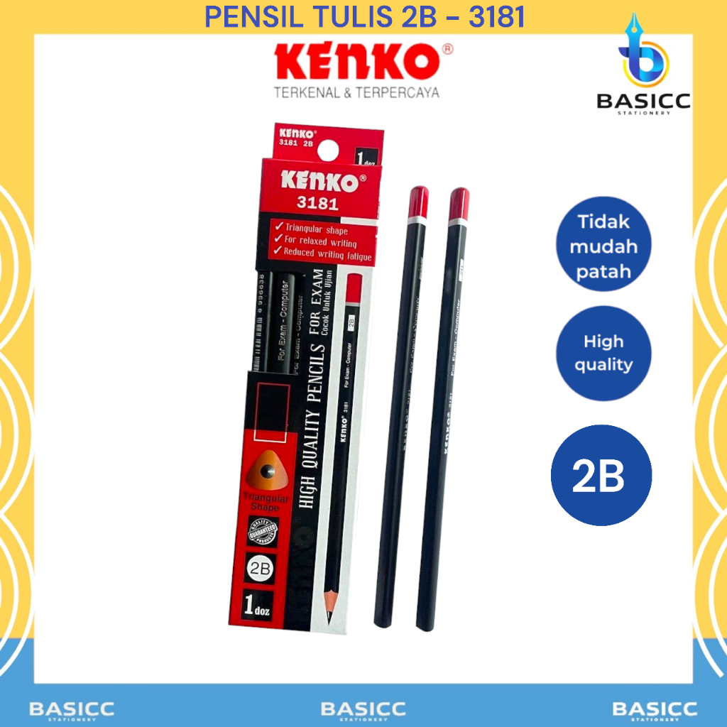

Kenko Pencil 2B Hitam Merah 3181 | @1Ktk=12 Pensil