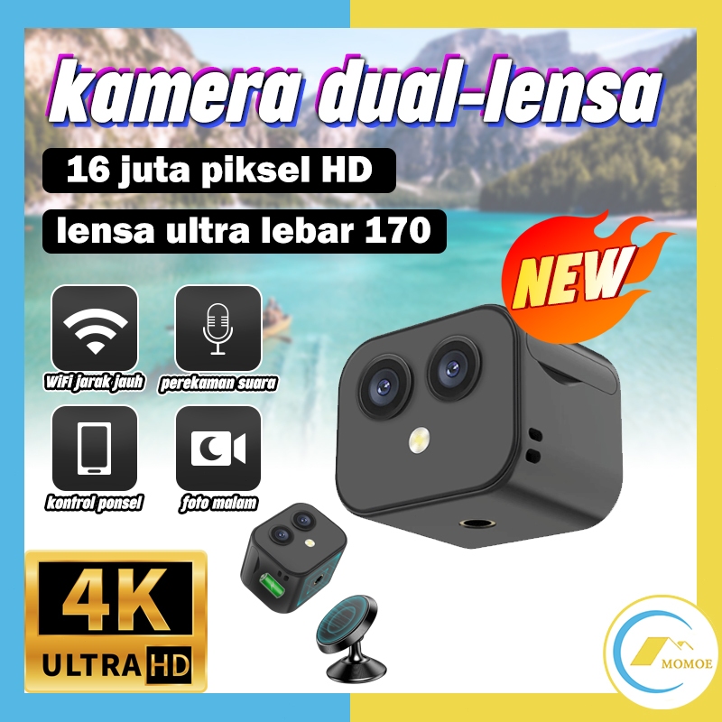 ✨COD✨【2.0】4K HD CCTV Mini Tersembunyi Tanpa Kabel Spy Kamera Mini Magic Hidden Camera Two Lens Mini 