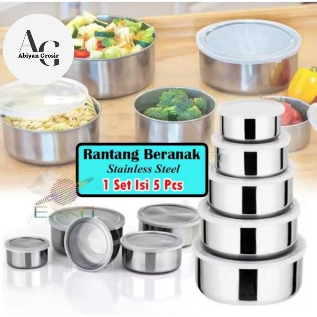 RANTANG 5 SUSUN/ Rantang 5 Susun Stainless Tutup Plastik