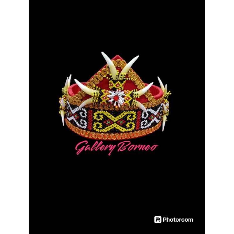 Topi Manik Adat Dayak Hiasan Kepala Topi Baju Adat Borneo