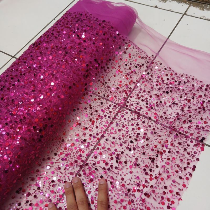 Kain Sequin Full Payet Mix Mutiara Terbaru/Kain Dresss,Gaun Pengantin Mewah