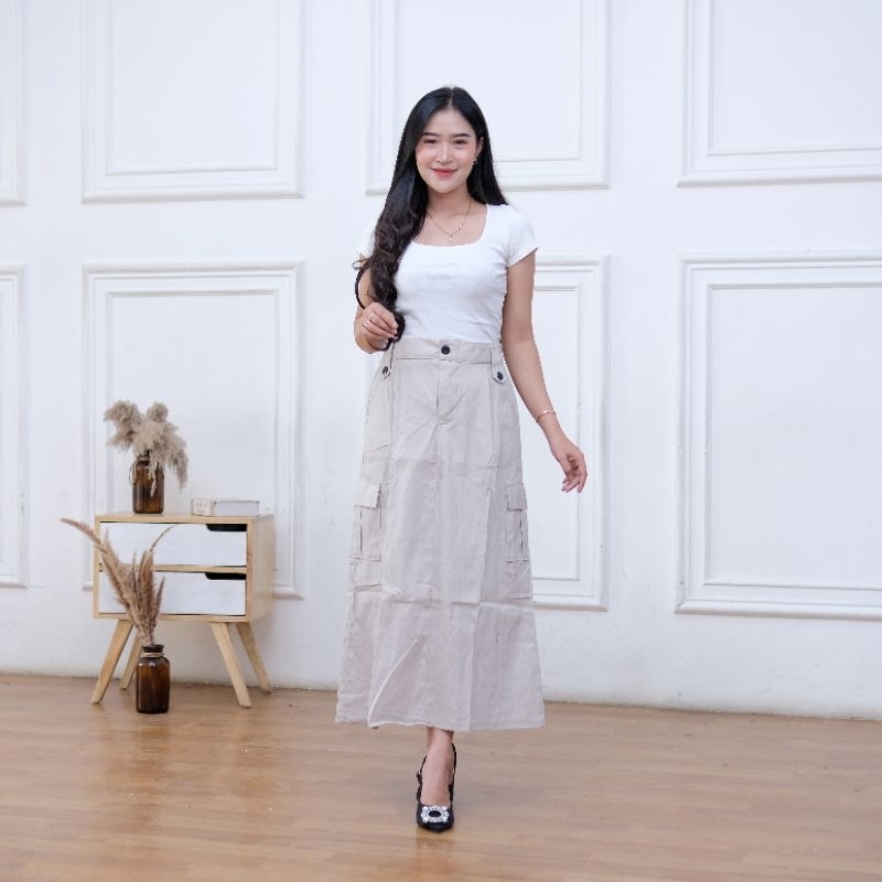 ROK CARGO WANITA // ROK CARGO RESLETING  ROK CARGO CASUAL KOREAN // ROK CARGO PANJANG