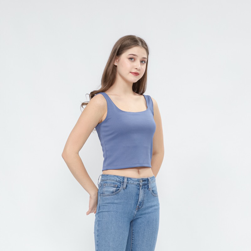 Foshe Cheryl Square Tank Top Rib Knit