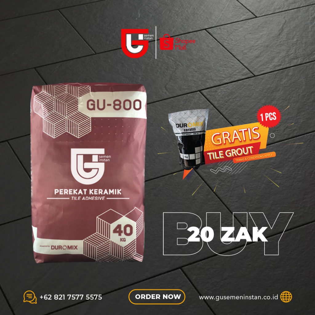 Semen Instan Perekat Keramik GU-800 (Order 20sak Free Nat Keramik 1pcs)