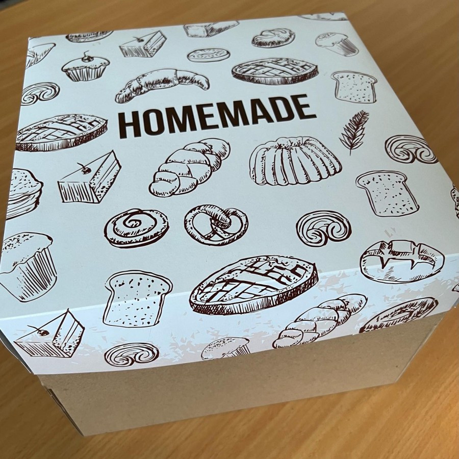 

( 10 pcs ) dus box kotak kemasan hamper kue homemade box putih motif kue kotak packaging kue brownis uk 25