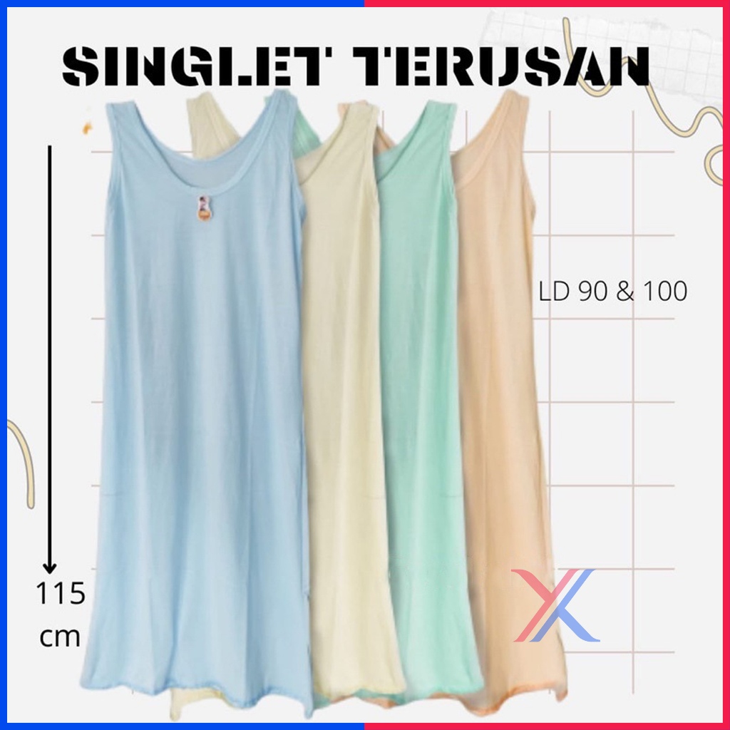 Androk Singlet Terusan Panjang Wanita Katun Adem
