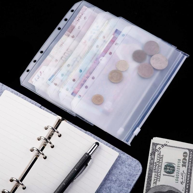 

50PCS Kosongkan Pockets Binder PVC A6 Kosongkan Folder Berkas Zipper Folder 6-hole Notebook Binder File Laporan Binder Tanpa Air