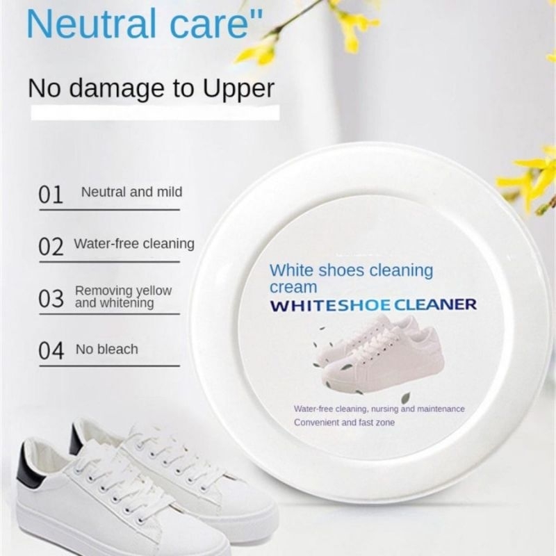 Krim Pemutih pembersih Sepatu Putih Cleaning Cream White Shoe + Sponge 120g