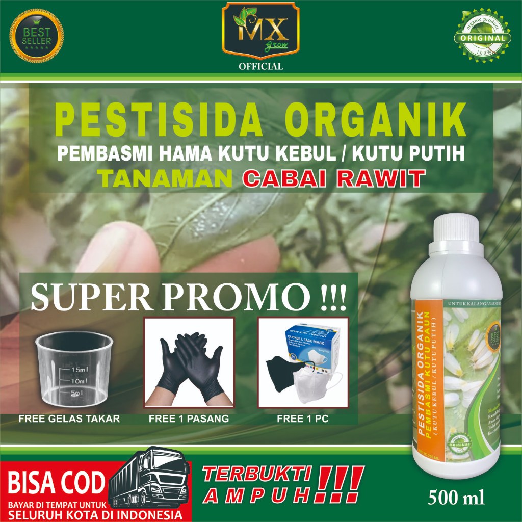Pestisida Organik Pembasmi KUTU DAUN ( Kutu Kebul / Kutu Putih ) Untuk Tanaman CABAI RAWIT 500 ml