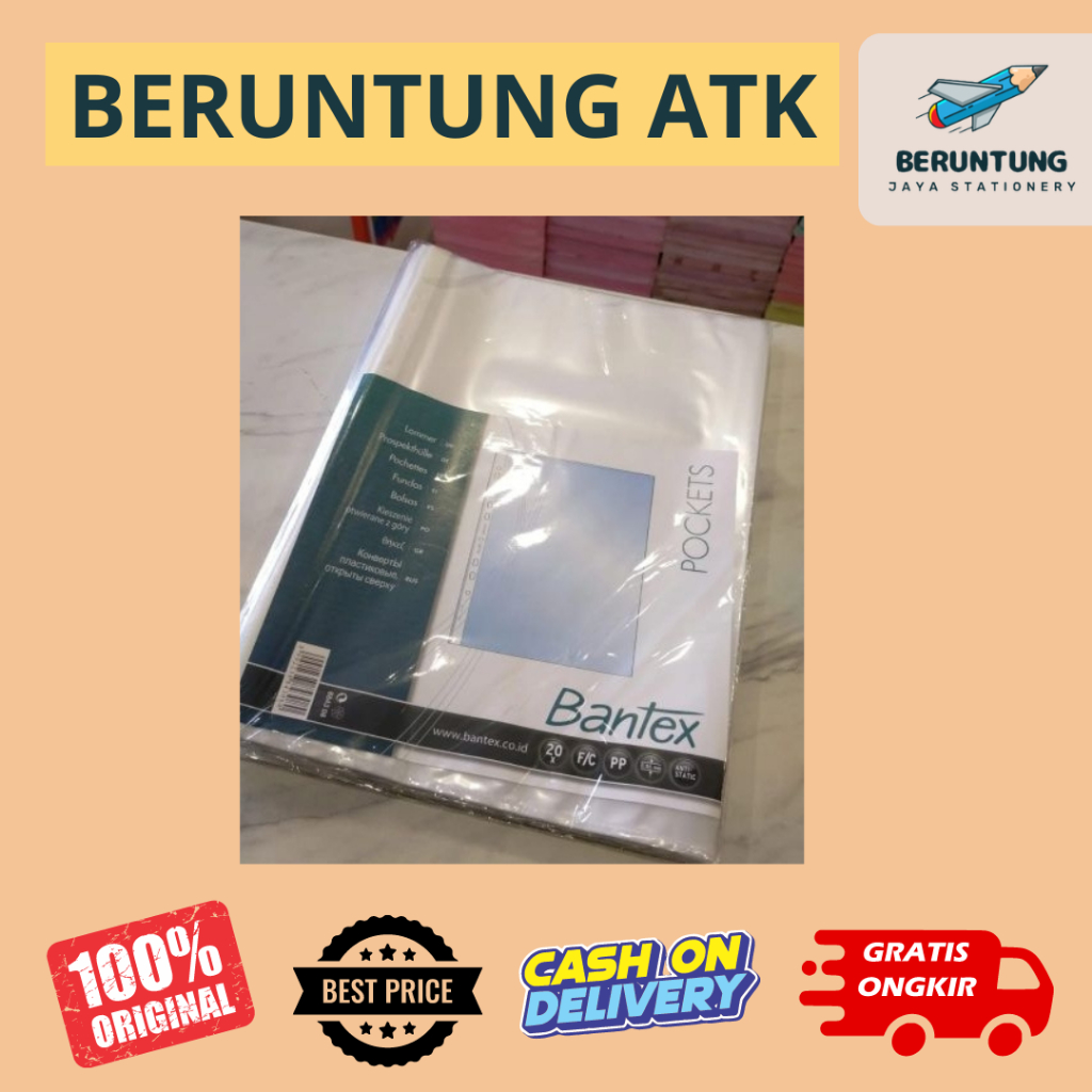 

[20pcs] Pocket file BANTEX A4 transparan 0.06MM