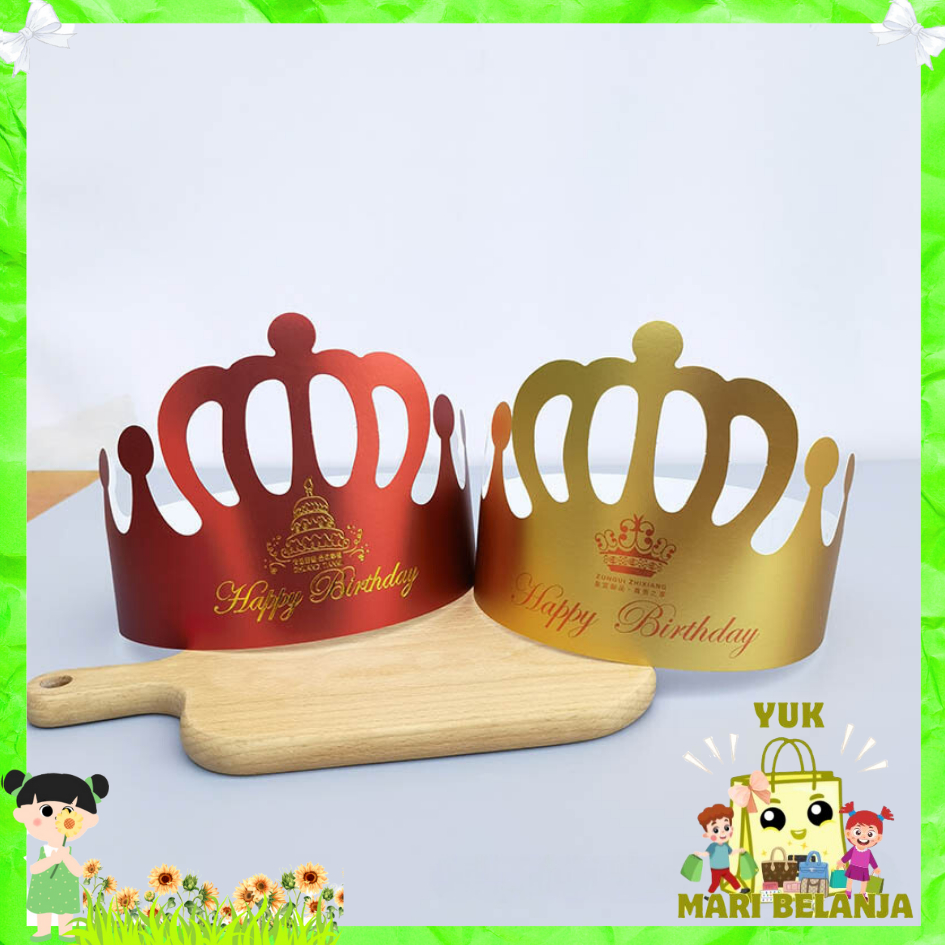YMB  Topi Mahkota Ulang Tahun Anak-anak Karton Emas Dewasa Dekorasi Ulang Tahun Topi Ulang Tahun Hia