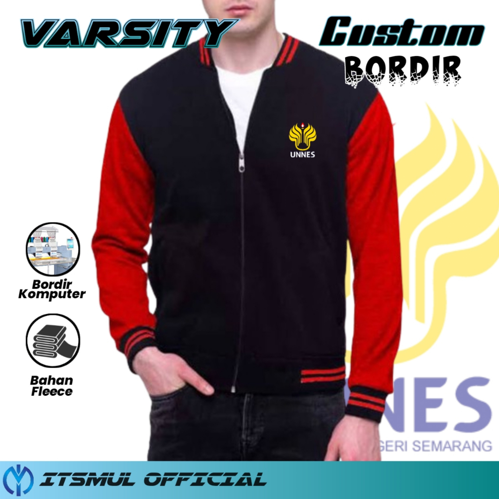 Jaket Varsity Unnes Universitas Negeri Semarang Bordir