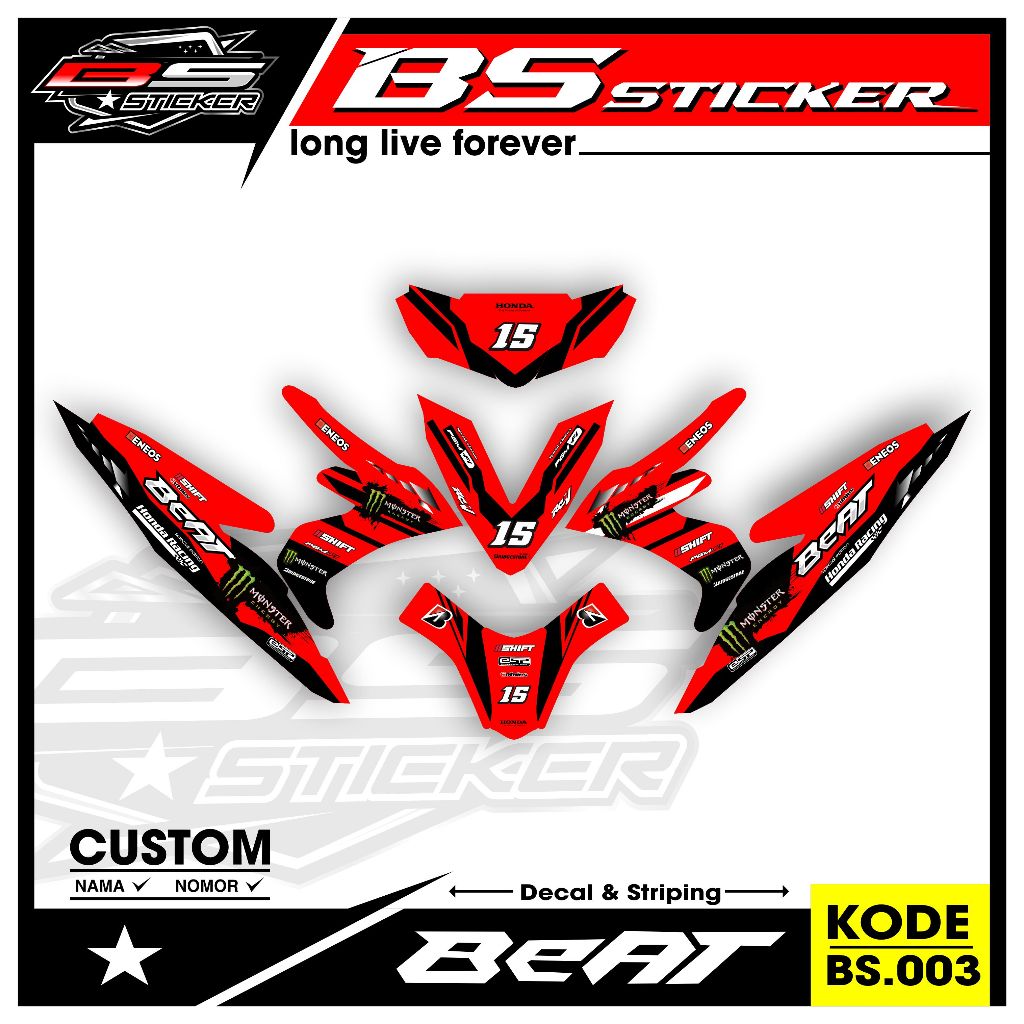 DECAL Stiker BEAT ESP - SEMI DECAL VARIASI LIST HONDA BEAT ESP .BS.003