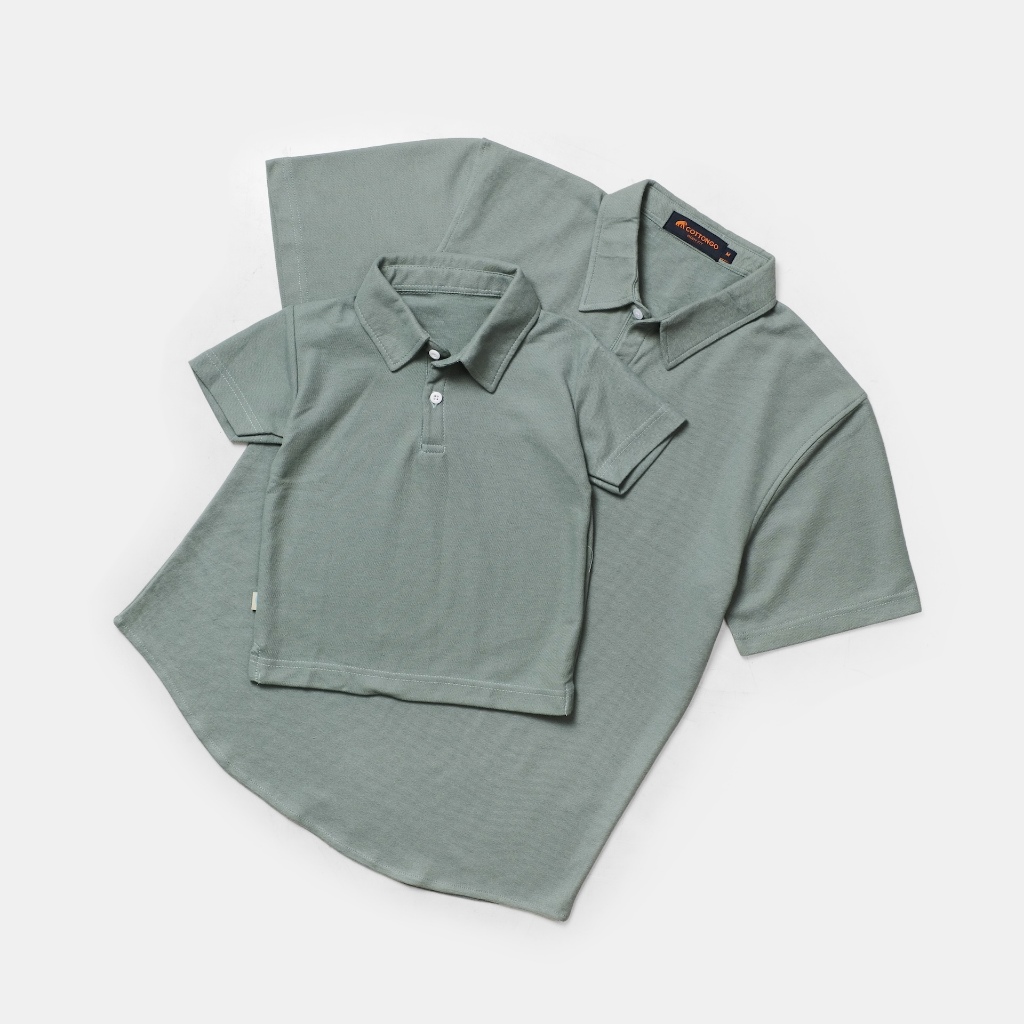 Cottongo Kids Polo Couple Ayah dan Anak Sage Green
