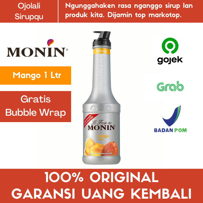 

Monin Puree Fruit Mix Mango / Mangga 1 Ltr / Toping / Fruitmix / Cafe