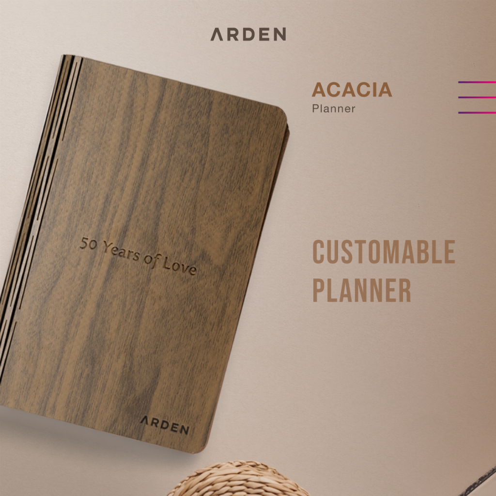 

(BISA CUSTOM) ARDEN Planner Acacia - Agenda Notebook Cover Kayu Elegan