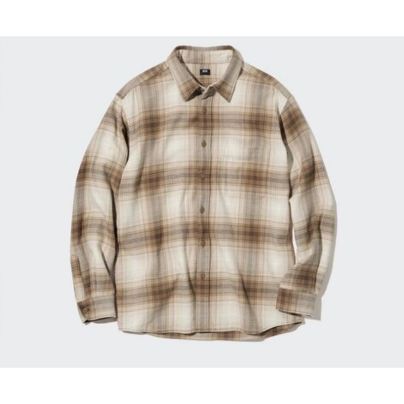 uniqlo flanel cream 100% ori (masih kayak baru)