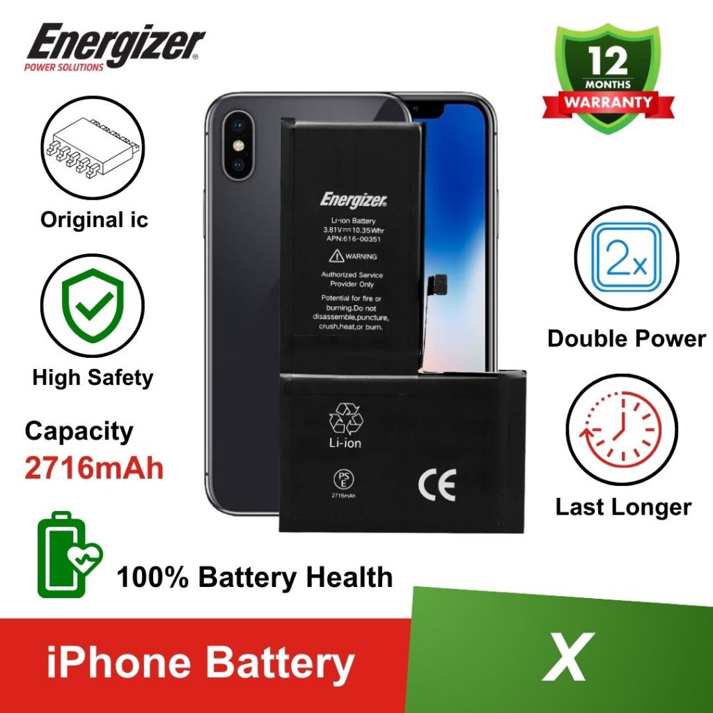 Energizer - Batre Baterai Battery iPhone X / XR / XS / XS Max Original - iPhone X