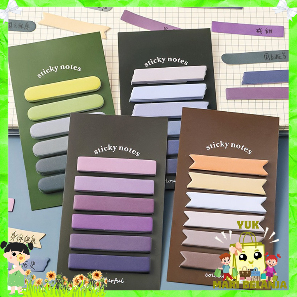 

YMB Sticky Note Gradiasi 6in1 Tempelan Kertas Catatan 120 Lembar Kertas Notes Morandi Warna Gradasi Label Indeks Kertas Deco Colourful Diy Jurnal Planner Mini Memo Bookmark Notepad Alat Tulis Kantor Sekolah