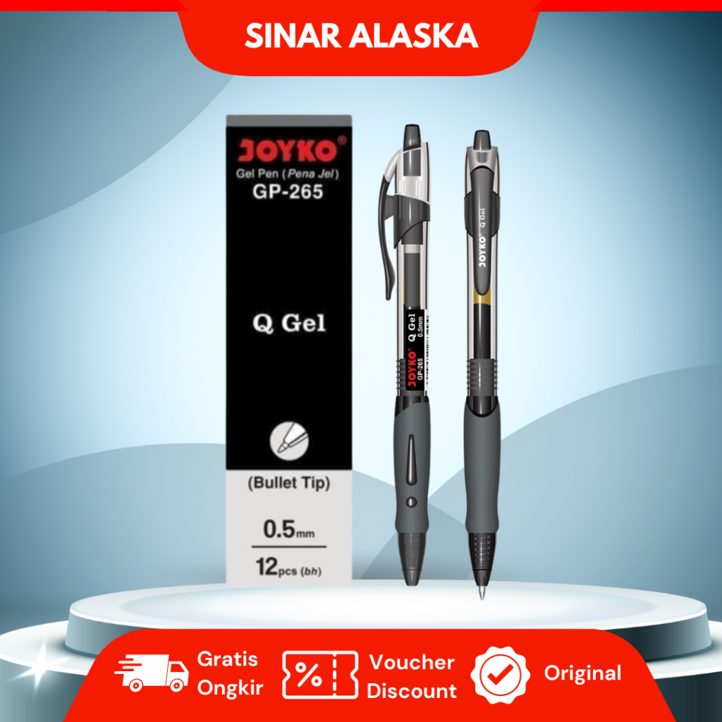 

(12 PCS) Balpoint Gel Pen Joyko GP-265 Hitam 0.5 mm
