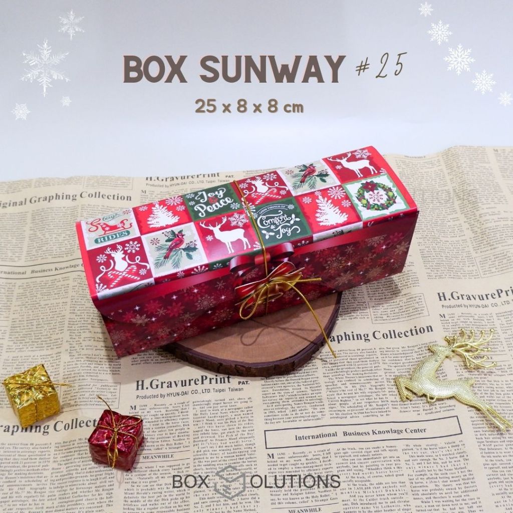 

box sunway x-mas 25 / roll cake box christmas / box brownies - 25x8x8 cm